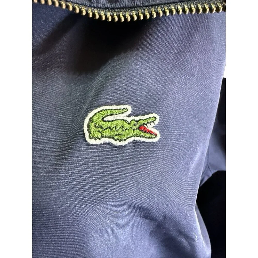Lacoste Windbreaker Hooded Jacket Mens Polyester Full Zip Med/ Large Navy NWT